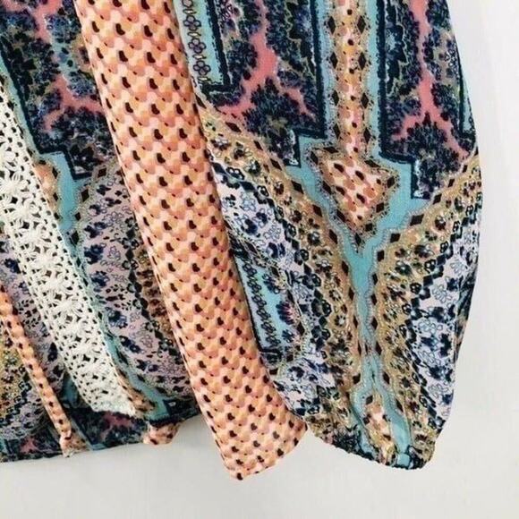 Red Camel Blouse Womens Small Boho Tunic Top Sheer Blue Orange Pink White Lavend - Picture 6 of 9